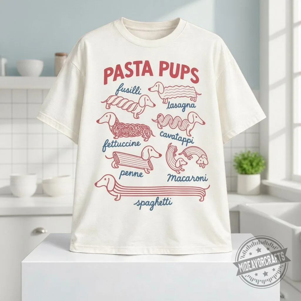 Pasta Pups Fusilli Lasagna Fettuccine Cavatappi Penne Macaroni Spaghetti Dog 2026 T Shirt 9 Pasta Pups Fusilli Lasagna Fettuccine Cavatappi Penne Macaroni Spaghetti Dog 2026 T Shirt