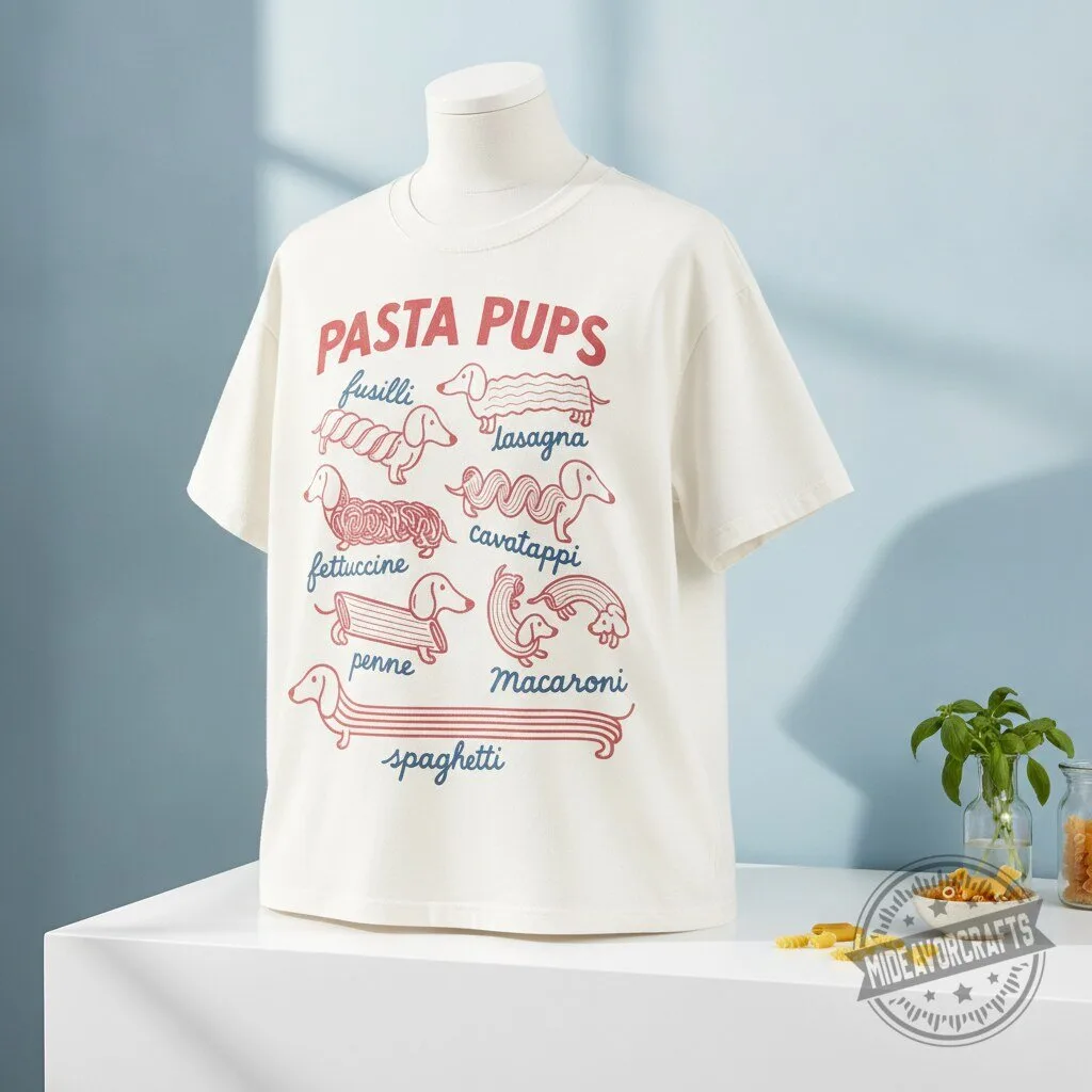 Pasta Pups Fusilli Lasagna Fettuccine Cavatappi Penne Macaroni Spaghetti Dog 2026 T Shirt 11 Pasta Pups Fusilli Lasagna Fettuccine Cavatappi Penne Macaroni Spaghetti Dog 2026 T Shirt